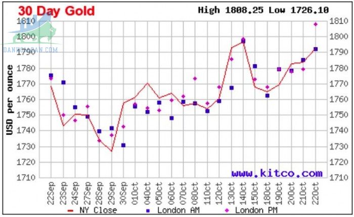 Cập nhật giá vàng trong và ngoài nước, vàng tăng tốt đầu tuần - ngày 25/10/2021