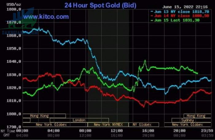 Cập nhật giá vàng trong và ngoài nước, vàng tăng trở lại khi Fed tăng lãi suất - ngày 16/06/2022