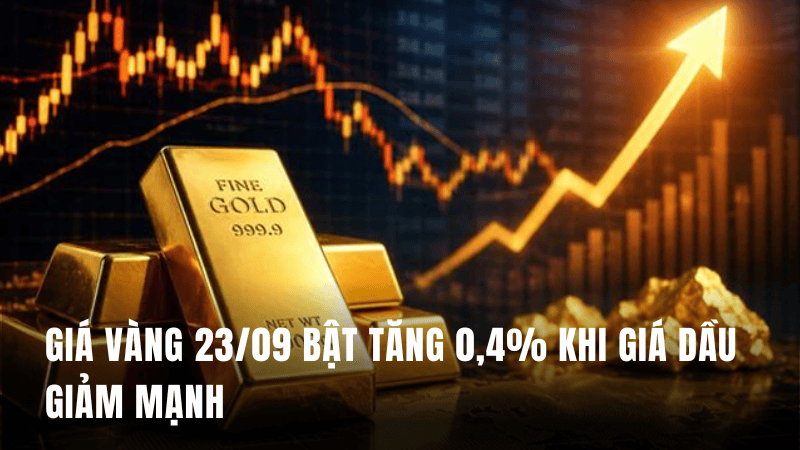 Giá vàng 23/09 bật tăng 0,4% khi giá dầu giảm mạnh