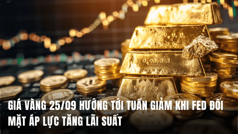 Giá vàng 25/09 hướng tới tuần giảm khi Fed đối mặt áp lực tăng lãi suất