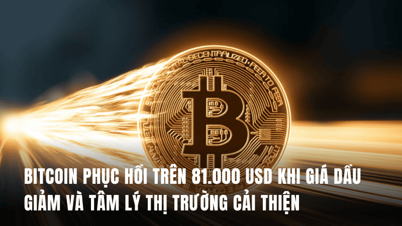 Bitcoin phục hồi trên 81.000 USD khi giá dầu giảm và tâm lý thị trường cải thiện