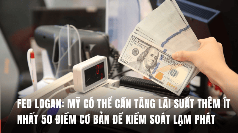 Fed Logan: Mỹ có thể cần tăng lãi suất thêm ít nhất 50 điểm cơ bản để kiểm soát lạm phát