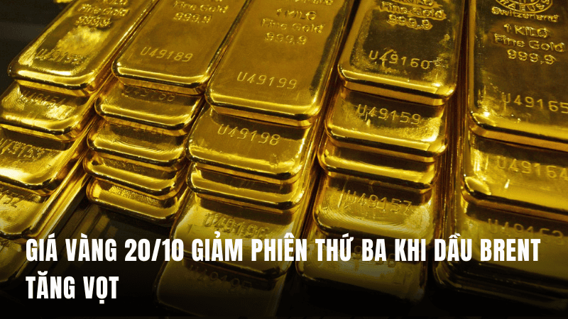 Giá vàng 20/10 giảm phiên thứ ba khi dầu Brent tăng vọt
