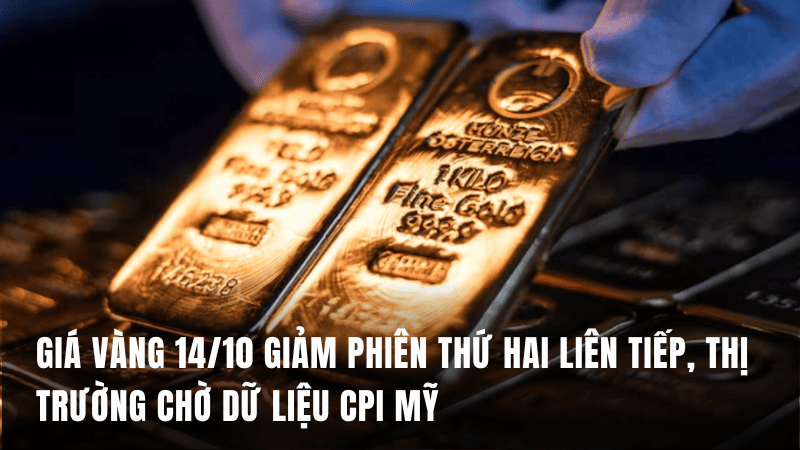 Giá vàng 14/10 giảm phiên thứ hai liên tiếp, thị trường chờ dữ liệu CPI Mỹ